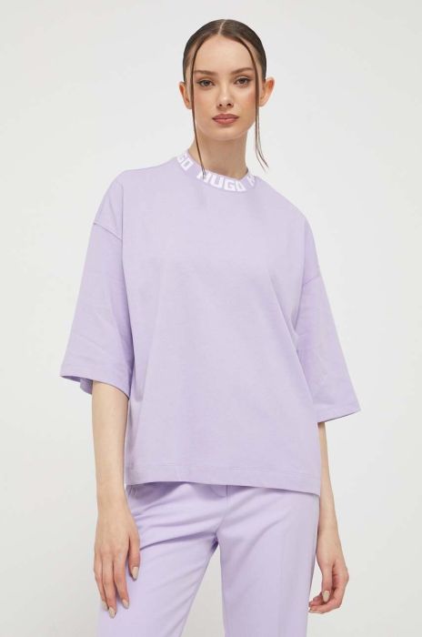 Бавовняна футболка HUGO колір фіолетовий (3370403)