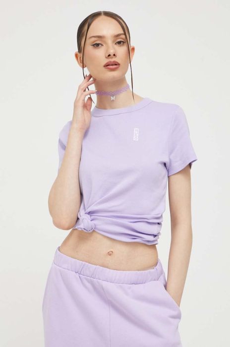 Бавовняна футболка HUGO колір фіолетовий (3370422)