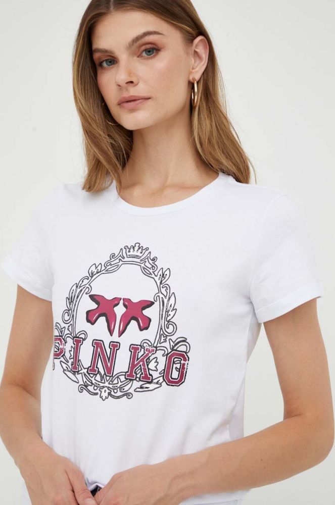 Бавовняна футболка Pinko колір білий (3447695)