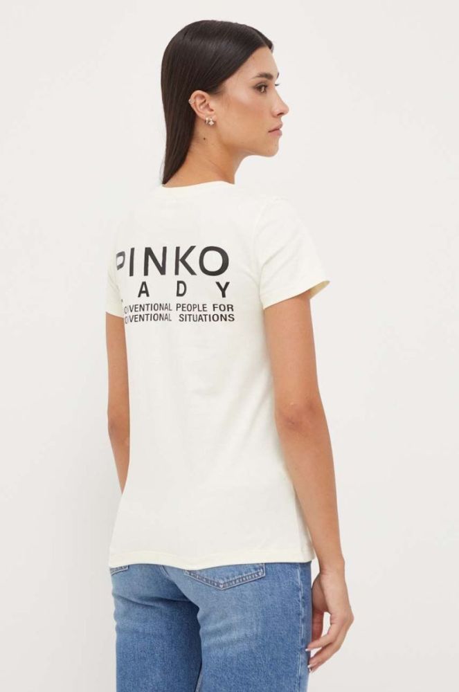 Бавовняна футболка Pinko колір бежевий (3435204) фото 3