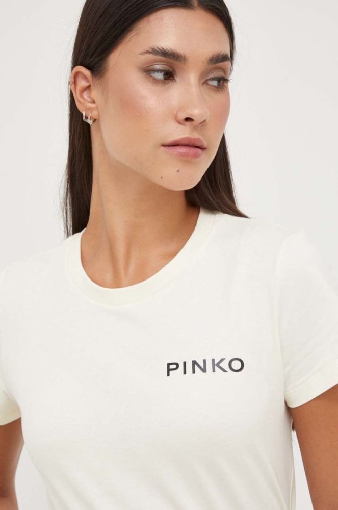 Бавовняна футболка Pinko колір бежевий (3435204) фото 4
