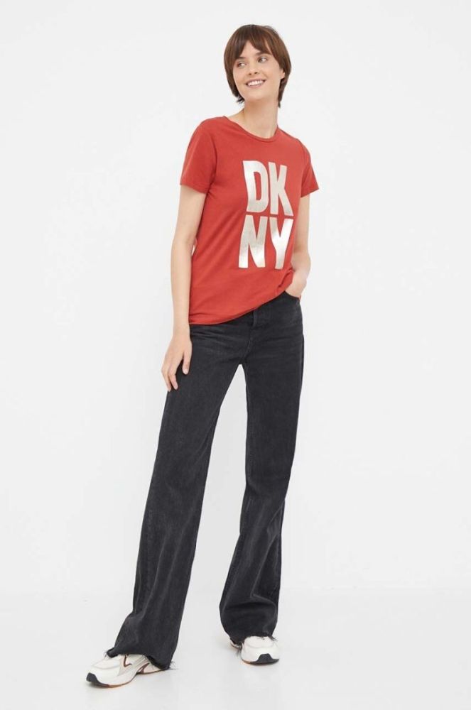 Футболка Dkny жіноча колір червоний фото 2