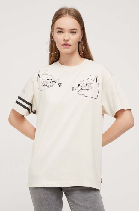 Бавовняна футболка Volcom x NANDO VON ARB колір бежевий