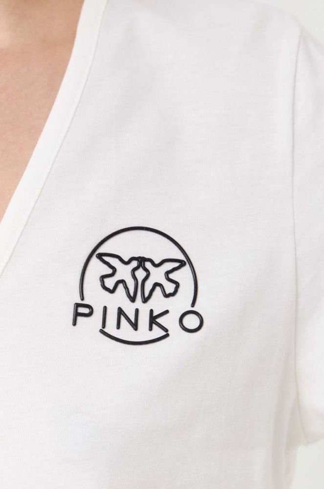Бавовняна футболка Pinko колір бежевий (3447717) фото 4