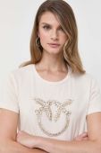 Бавовняна футболка Pinko колір бежевий (3447729)