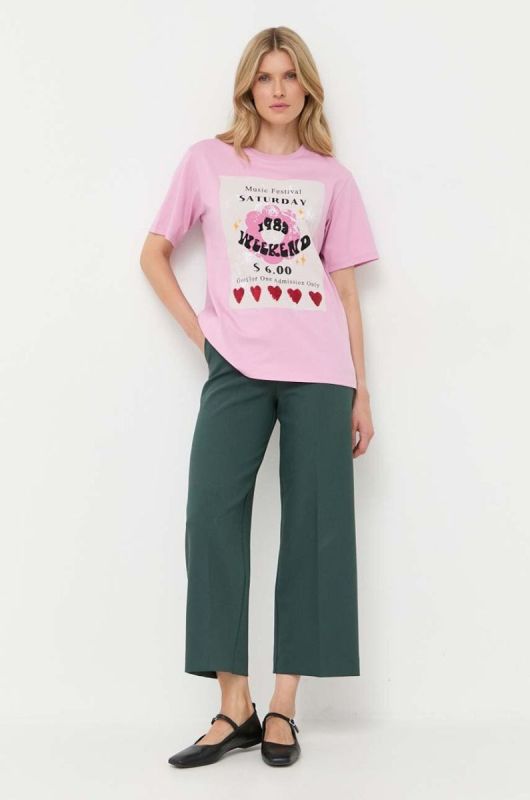 Бавовняна футболка Weekend Max Mara колір рожевий (3398448) фото 2