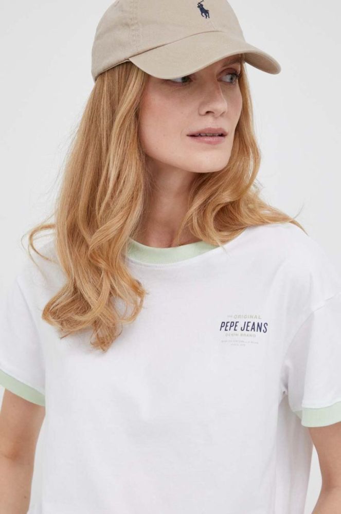 Бавовняна футболка Pepe Jeans ADELINE колір білий фото 4
