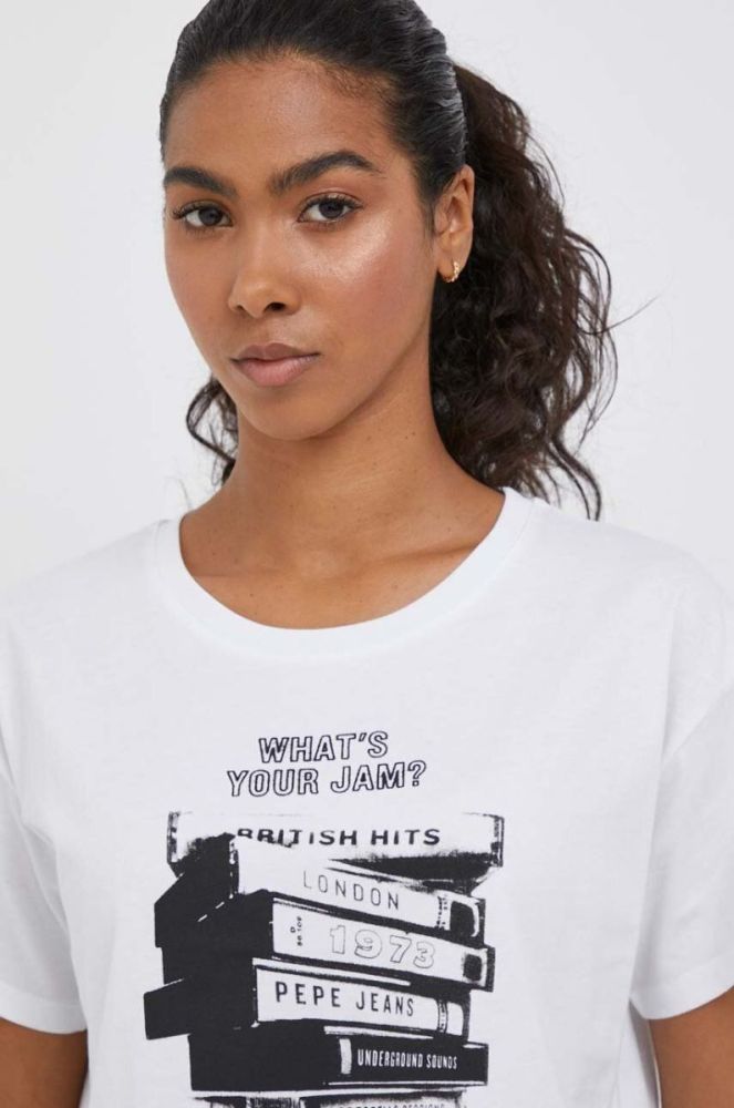 Бавовняна футболка Pepe Jeans колір білий (3404949) фото 4