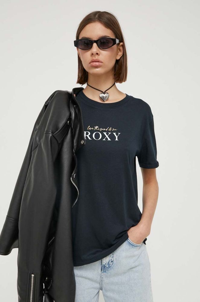 Бавовняна футболка Roxy колір чорний (3404955)