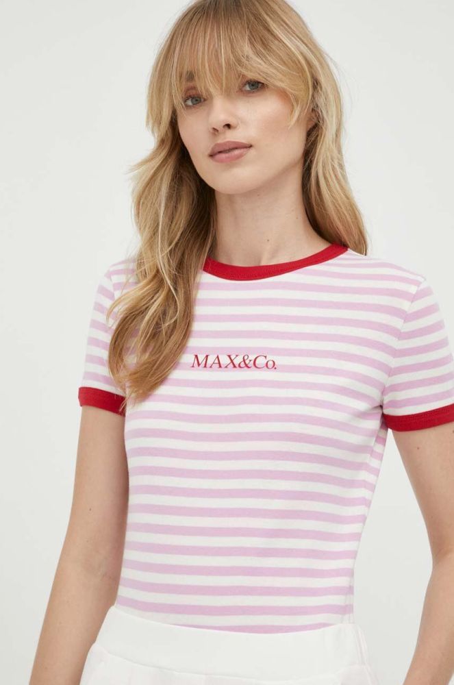 Бавовняна футболка MAX&Co. колір рожевий