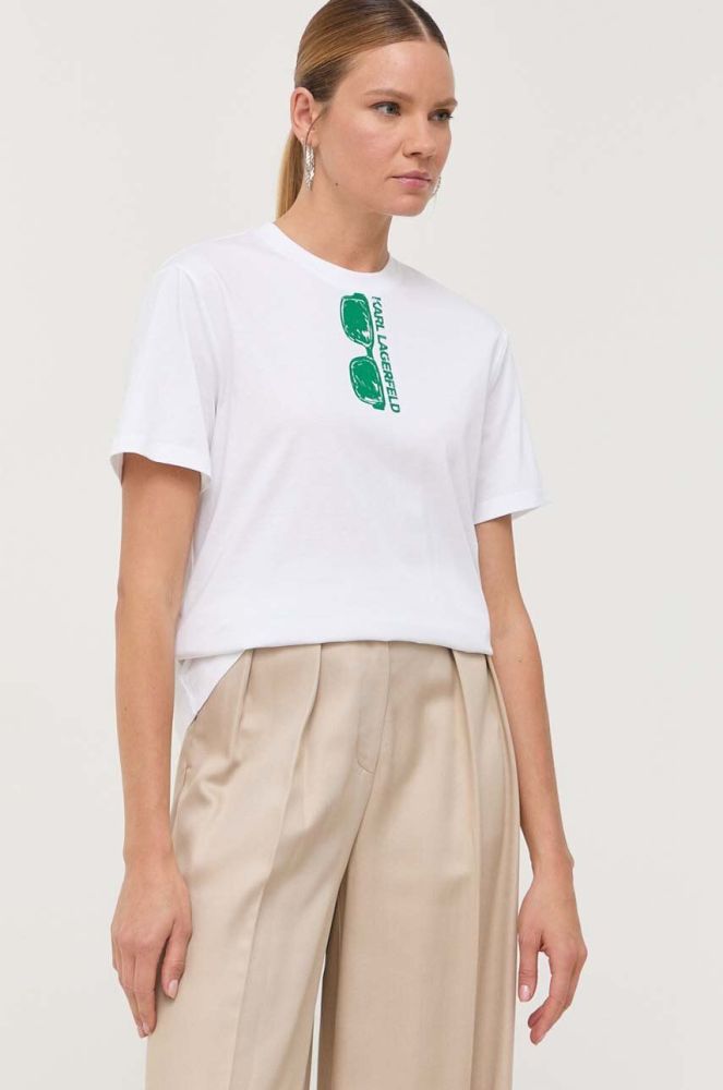 Бавовняна футболка Karl Lagerfeld колір білий (3349145)