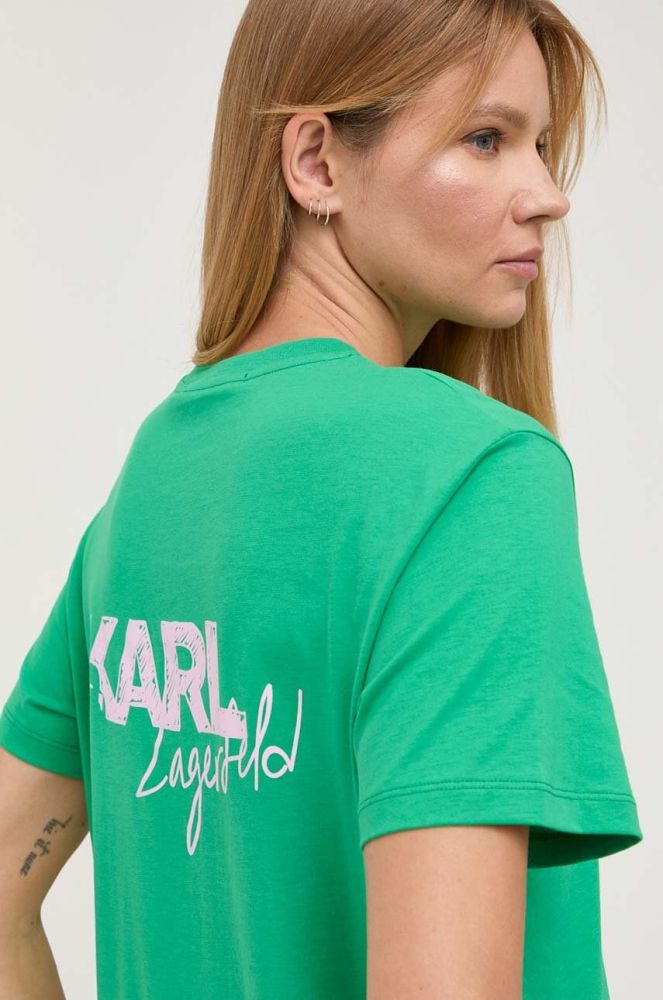 Бавовняна футболка Karl Lagerfeld колір зелений (3349141)