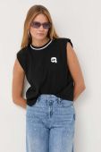 Бавовняний топ Karl Lagerfeld колір чорний (3349174)