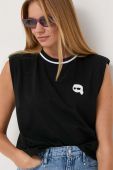 Бавовняний топ Karl Lagerfeld колір чорний (3349174)