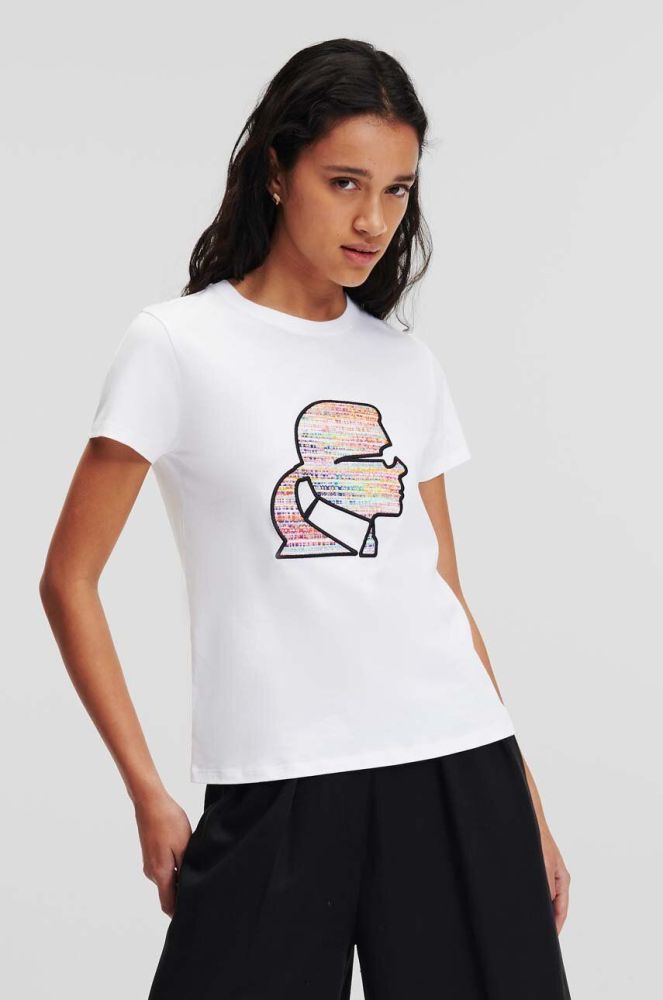 Бавовняна футболка Karl Lagerfeld колір білий (3366958)
