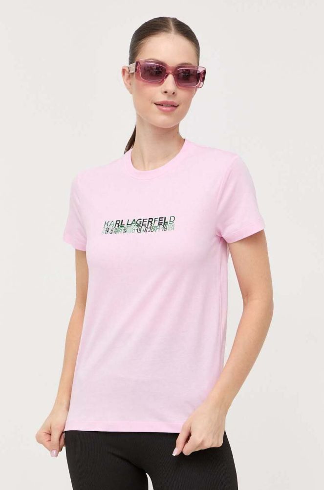 Бавовняна футболка Karl Lagerfeld колір рожевий (3349204)