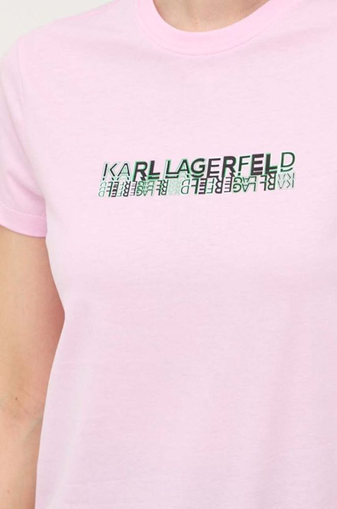 Бавовняна футболка Karl Lagerfeld колір рожевий (3349204) фото 5