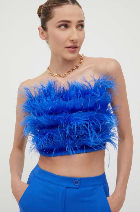 Топ Patrizia Pepe жіночий оголене плече колір блакитний