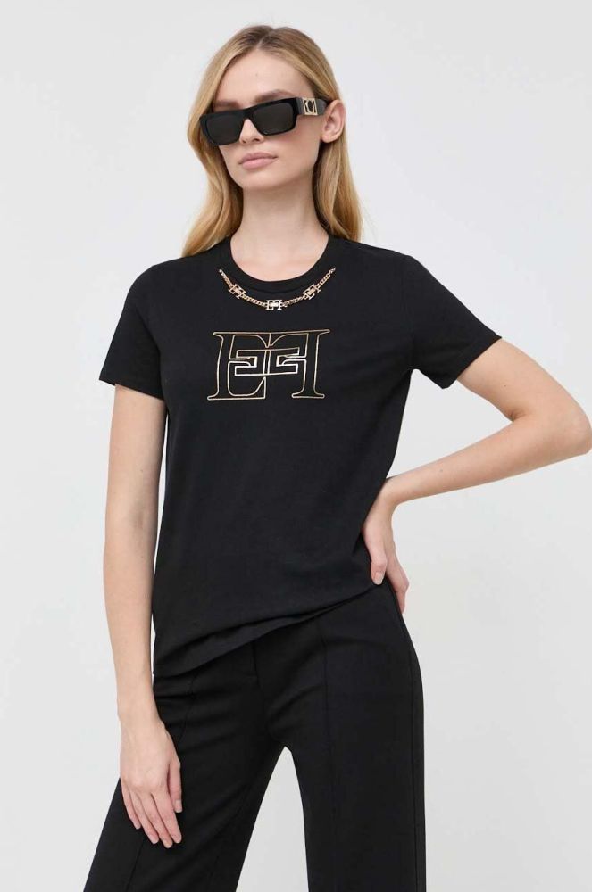 Бавовняна футболка Elisabetta Franchi колір чорний (3501653)