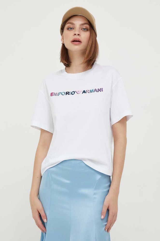 Бавовняна футболка Emporio Armani колір білий (3487050)