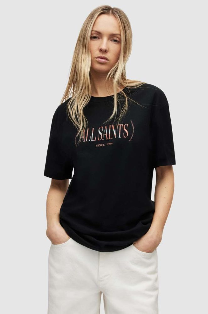 Бавовняна футболка AllSaints Logo Boyfriend колір чорний