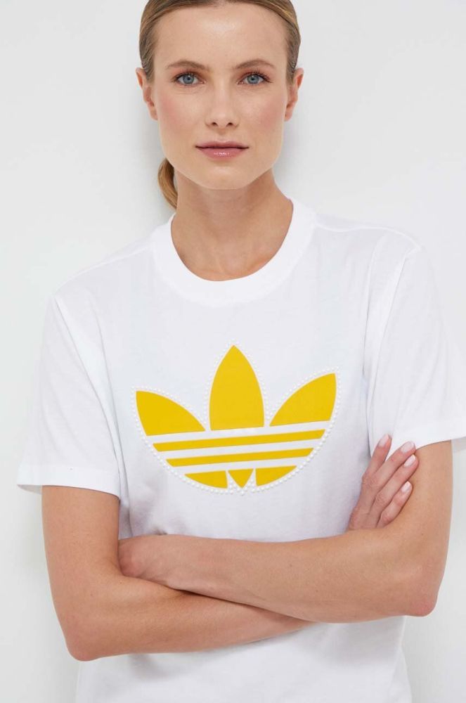 Бавовняна футболка adidas Originals колір бежевий (3360607)