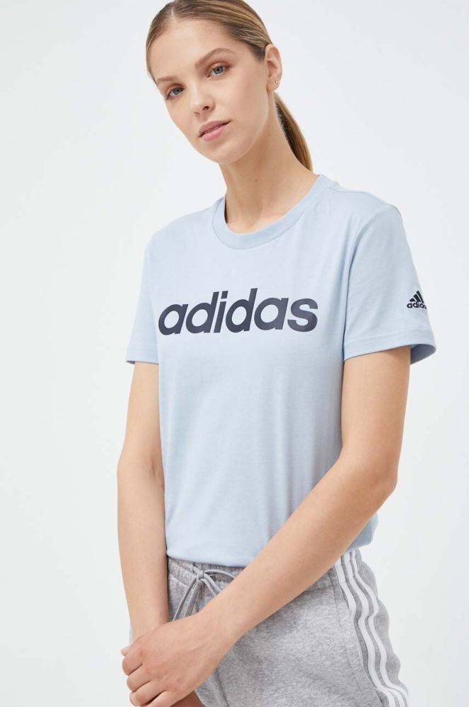 Бавовняна футболка adidas колір блакитний (3336032)