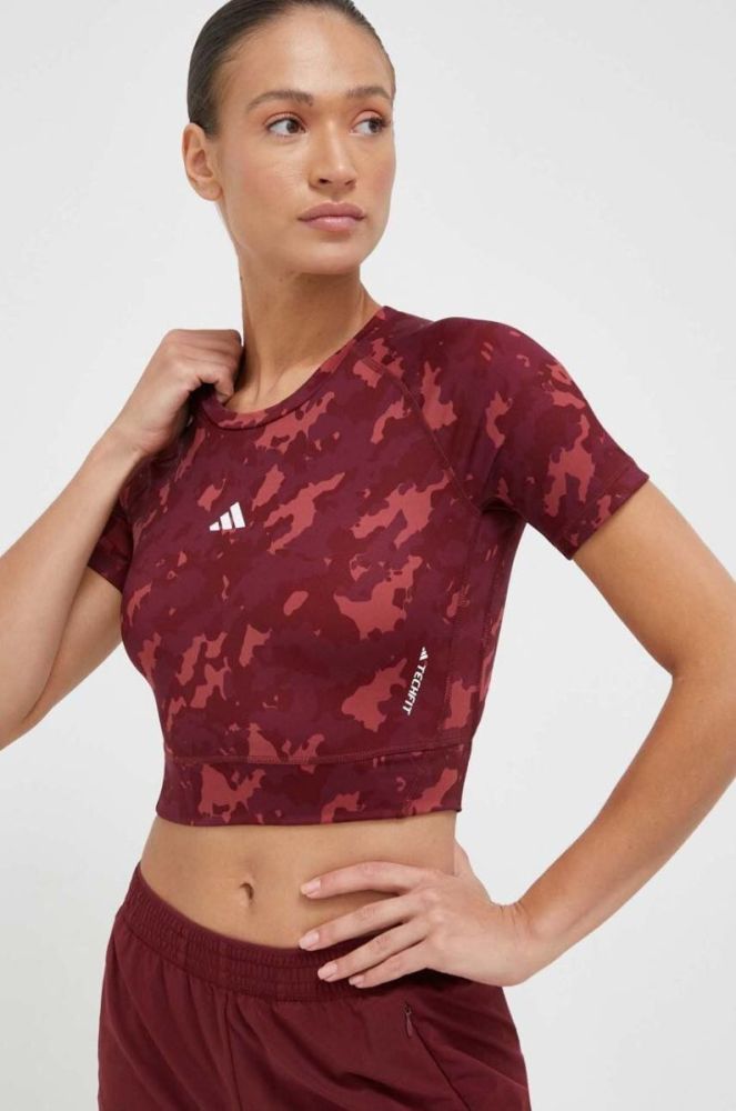 Тренувальна футболка adidas Performance Techfit колір бордовий фото 3