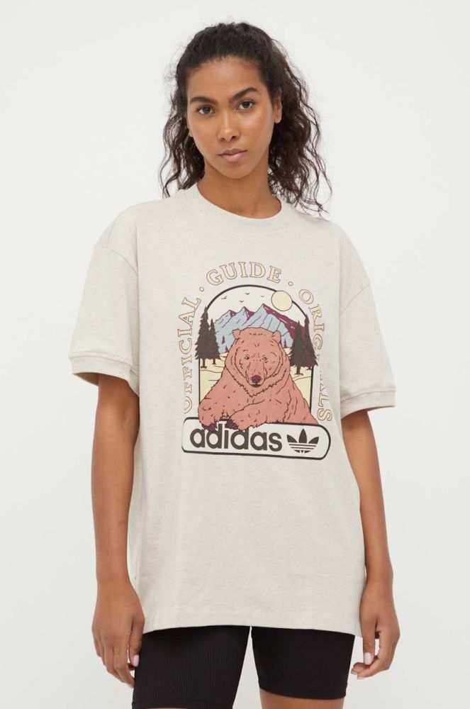 Бавовняна футболка adidas Originals колір бежевий (3373689)