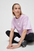 Бавовняна футболка adidas жіночий колір фіолетовий