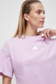 Бавовняна футболка adidas жіночий колір фіолетовий