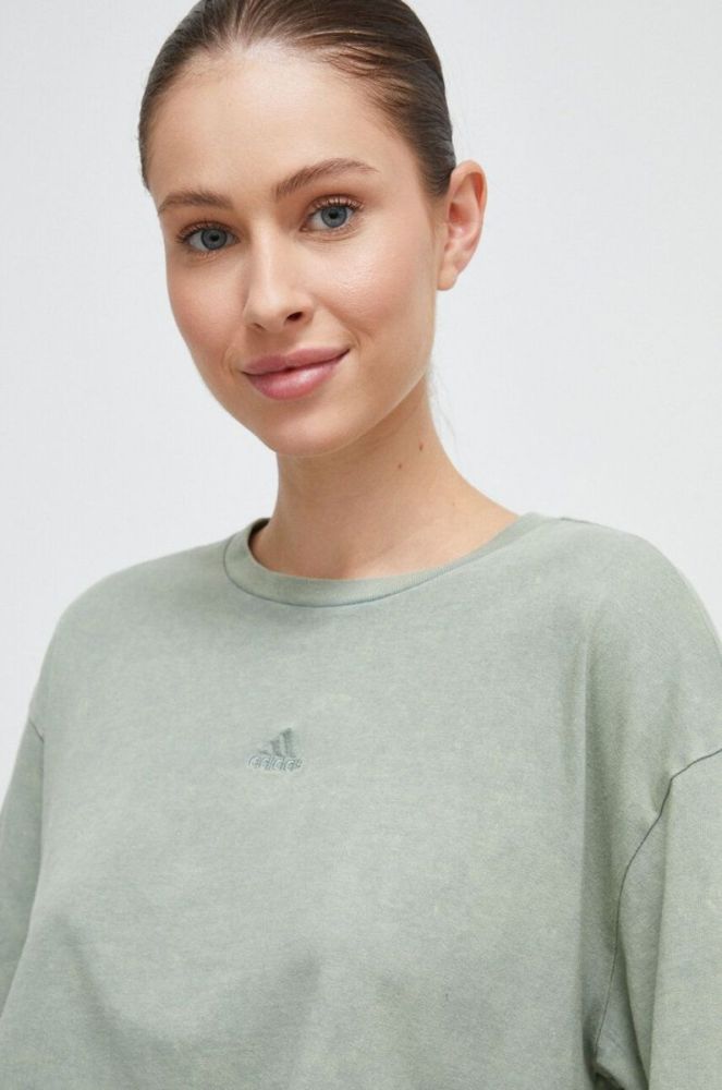 Бавовняна футболка adidas колір зелений (3568850) фото 4