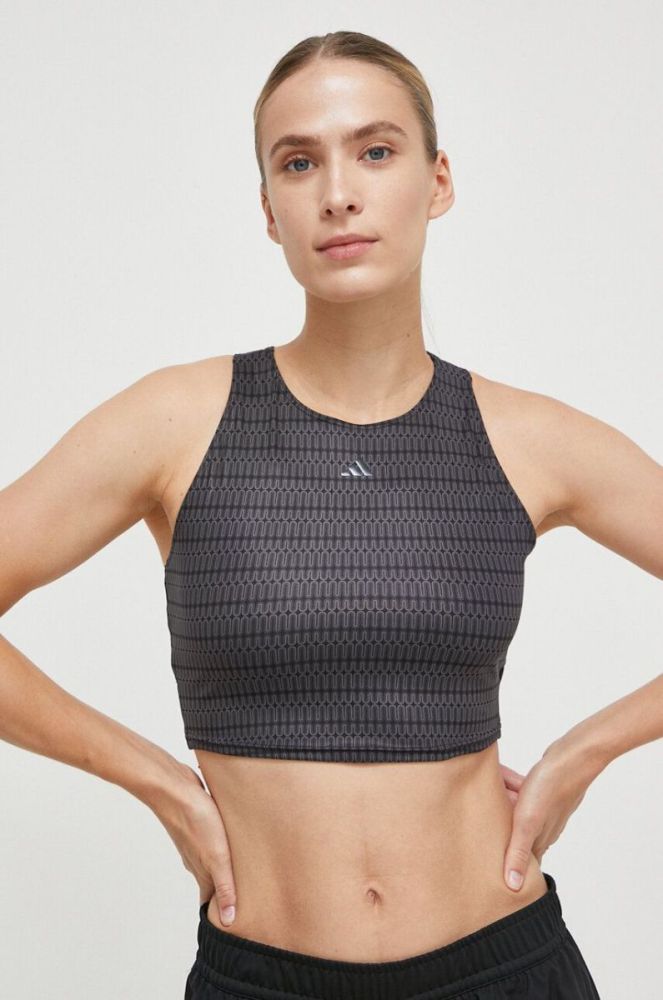 Топ для йоги adidas Performance Studio колір сірий фото 3