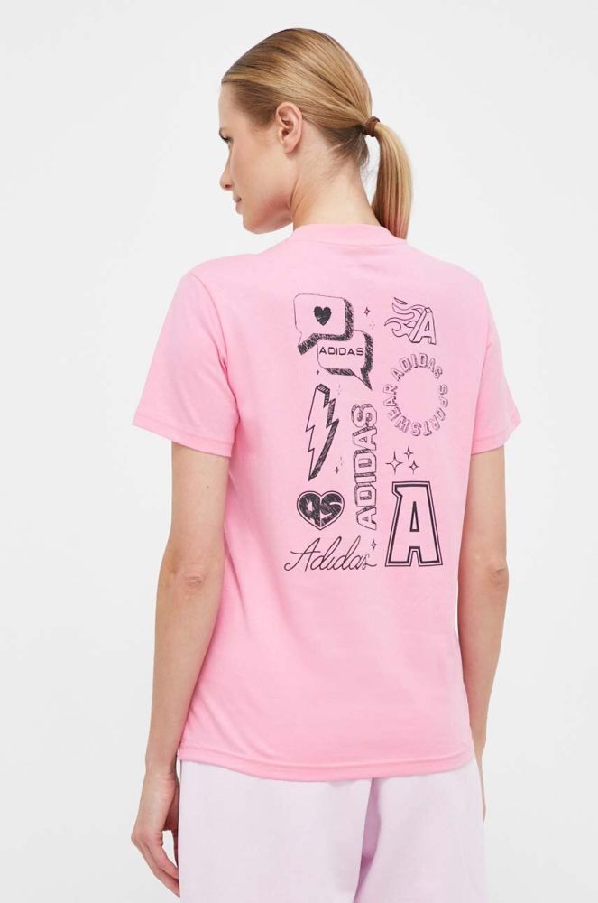Бавовняна футболка adidas колір рожевий (3360658)