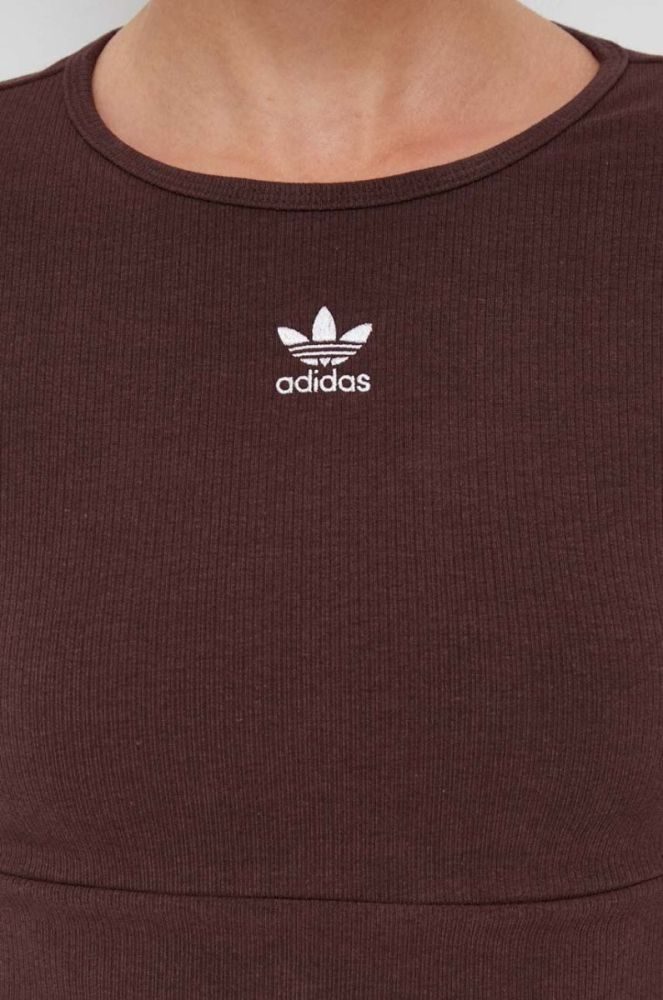 Лонгслів adidas Originals жіночий колір коричневий фото 5