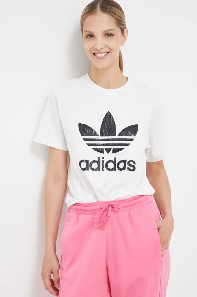 Бавовняна футболка adidas Originals колір бежевий (3336045) фото 4