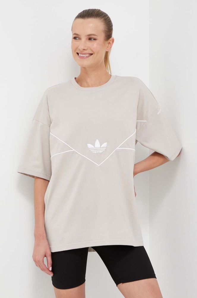 Бавовняна футболка adidas Originals колір бежевий (3352115)