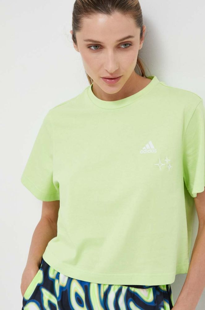 Бавовняна футболка adidas колір зелений (3382197)
