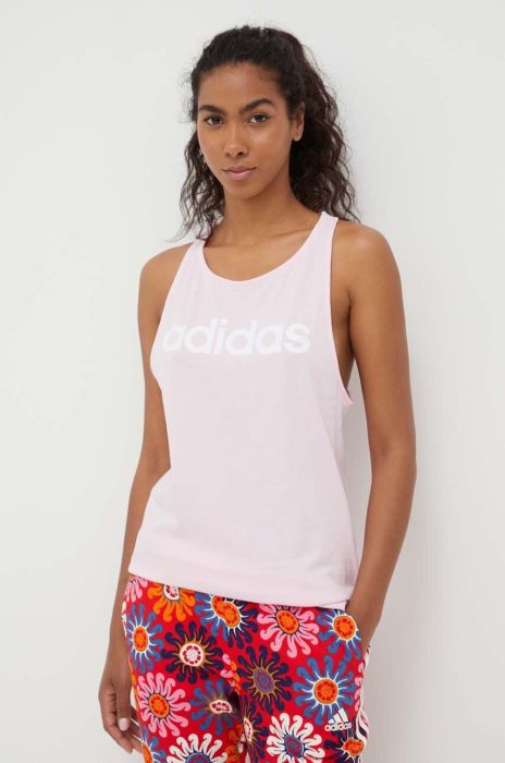 Бавовняний топ adidas колір рожевий (3373692)