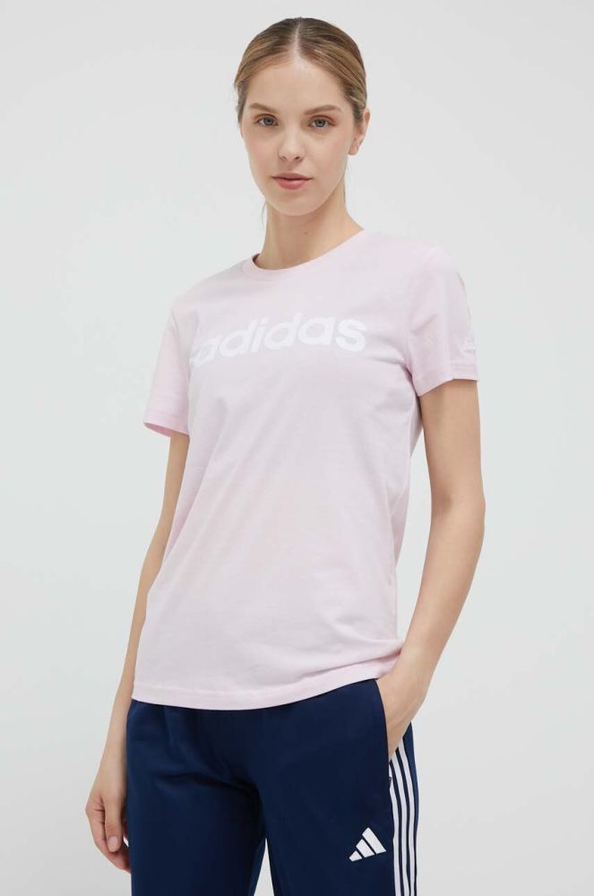 Бавовняна футболка adidas колір рожевий (3303283)