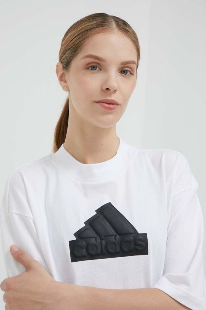 Бавовняна футболка adidas колір білий (3303293) фото 4