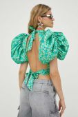 Сорочка Rotate жіночі колір зелений візерунок