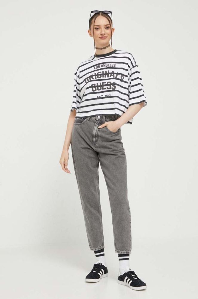 Бавовняна футболка Guess Originals колір сірий фото 2