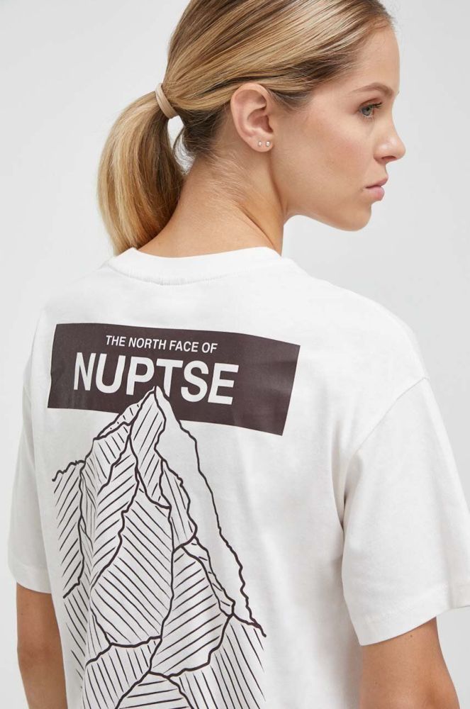 Бавовняна футболка The North Face жіночий колір бежевий