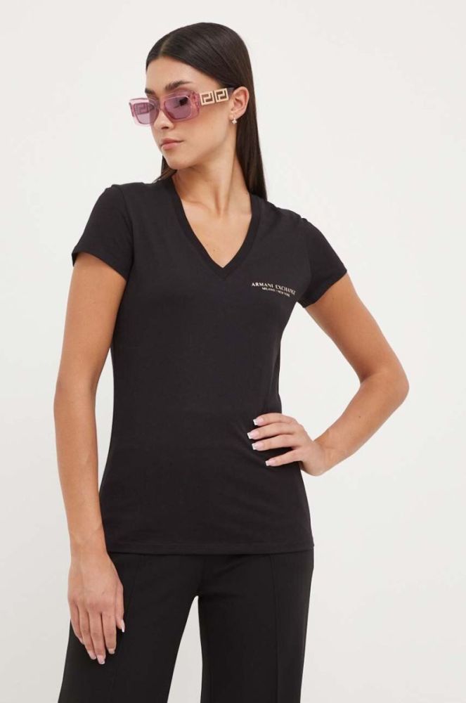 Бавовняна футболка Armani Exchange колір чорний (3435249) фото 4
