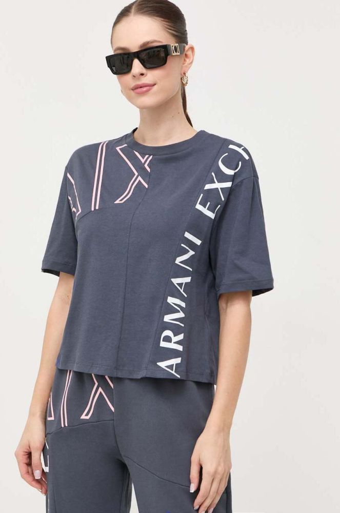 Бавовняна футболка Armani Exchange колір синій (3367046)