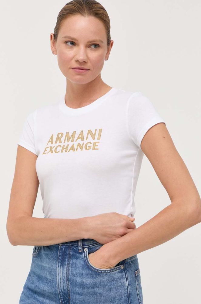 Бавовняна футболка Armani Exchange колір білий (3360679)