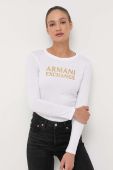 Бавовняний лонгслів Armani Exchange колір білий (3370490)