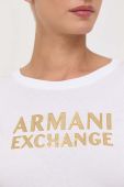 Бавовняний лонгслів Armani Exchange колір білий (3370490)