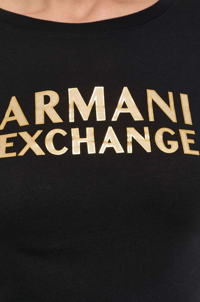 Бавовняний лонгслів Armani Exchange колір чорний (3370492) фото 4
